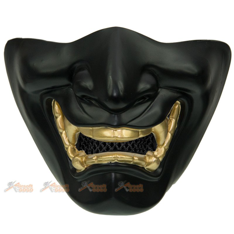 TMC Samurai Mask (M Size / Black, Glod Teeth ) - AirsoftGoGo