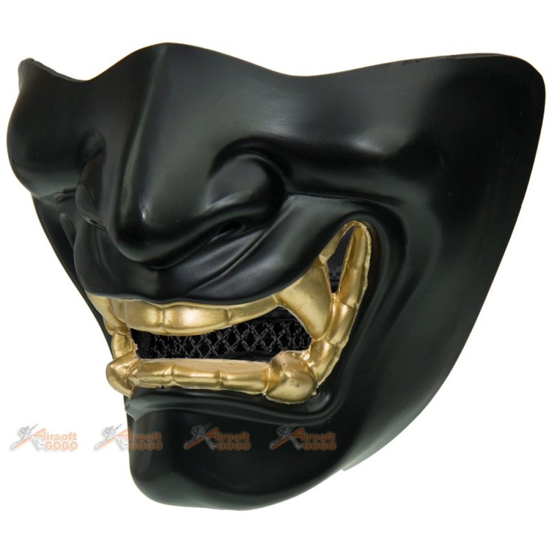 Tmc Samurai Mask (m Size   Black, Glod Teeth ) - Airsoftgogo