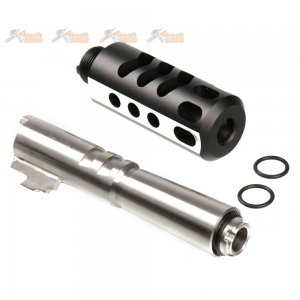 5ku steel outer barrel aluminum compensator marui hicapa 4.3 gbb black silver