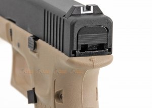 we g17f gen5 france style gbb pistol tan frame black slide