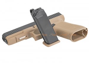 we g17f gen5 france style gbb pistol tan frame black slide