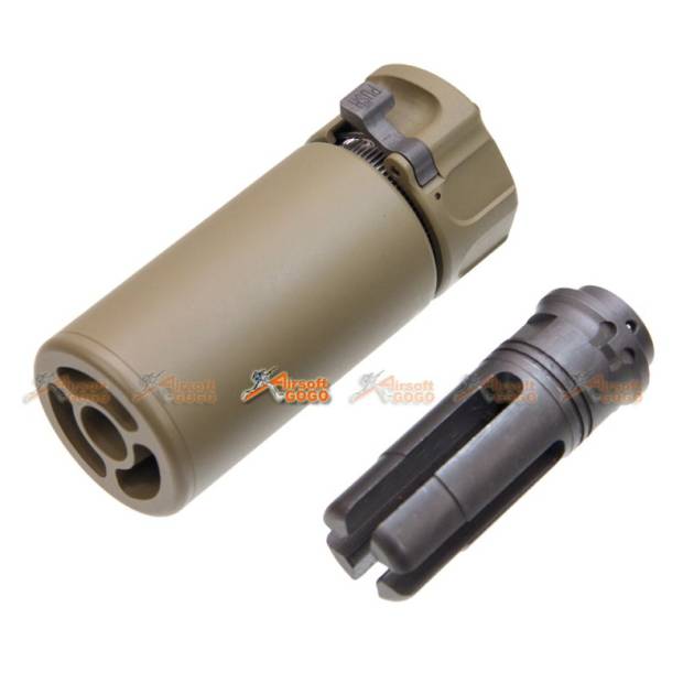 5KU QD Mini Airsoft Silencer w/ -14mm CCW Flashider (Dark Earth)