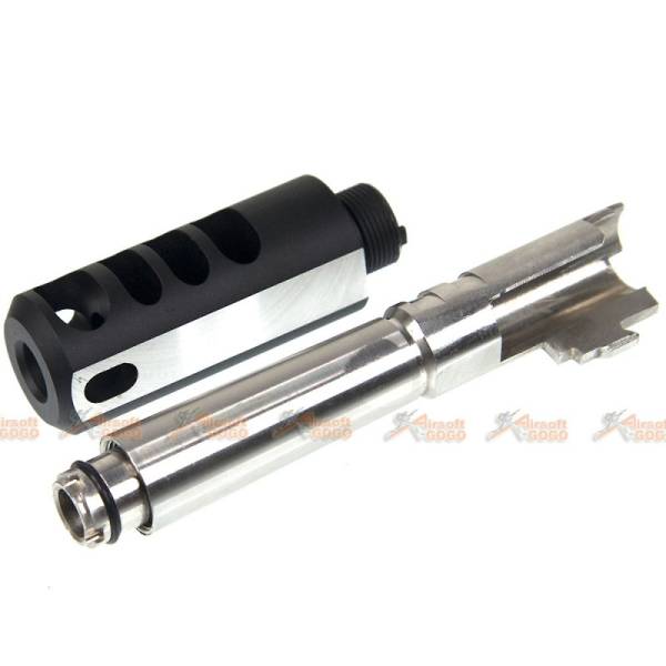 5KU Steel Outer Barrel with Compensator for Marui Hi-Capa 5.1 (Silver & Black) - Image 5