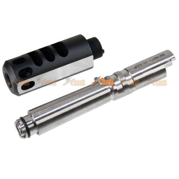 5KU Steel Outer Barrel with Compensator for Marui Hi-Capa 5.1 (Silver & Black) - Image 2
