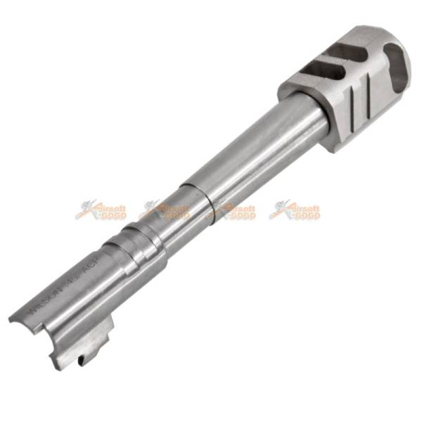 5KU "WILSON CAL.45" Steel Outer Barrel with Copper Compensator (Type A) for Marui Hi-Capa 5.1 GBB (Silver) - Image 2