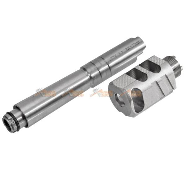 5KU "WILSON CAL.45" Steel Outer Barrel with Copper Compensator (Type A) for Marui Hi-Capa 5.1 GBB (Silver) - Image 3