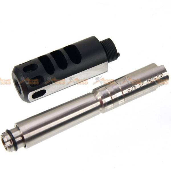 5KU Steel Outer Barrel with Compensator for Marui Hi-Capa 5.1 (Silver & Black) Type2 - Image 3