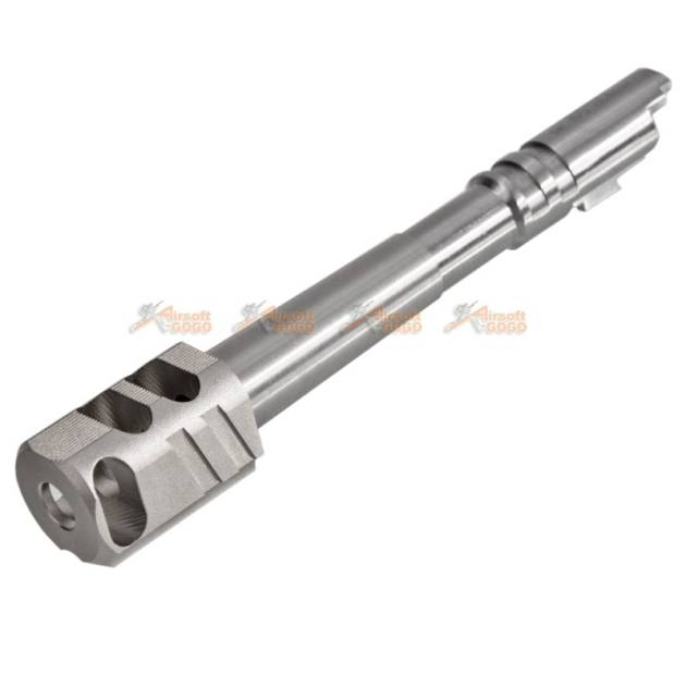5KU "HYBRID CAL.45" Steel Outer Barrel with Copper Compensator (Type A) for Marui Hi-Capa 5.1 GBB (Silver)