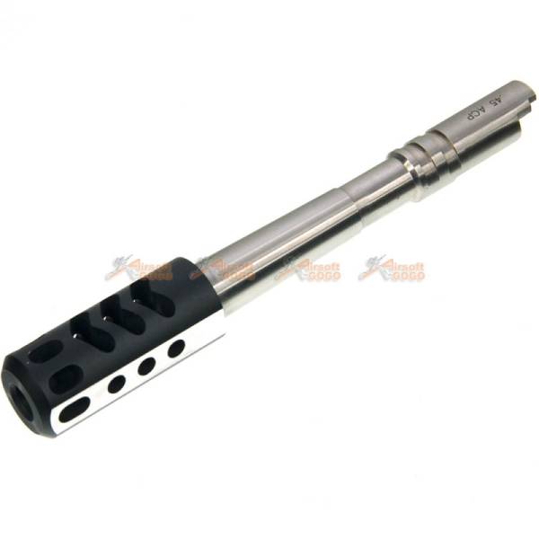 5KU Steel Outer Barrel with Compensator for Marui Hi-Capa 5.1 (Type 4, Silver & Black) - Image 2