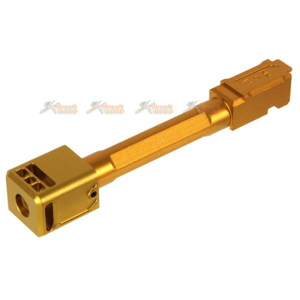 5KU 14mm CCW Threaded "FI 9 MM" Outer Barrel with Stubby Compensator for Marui / WE G17 Series GBB (Gold) - Image 4