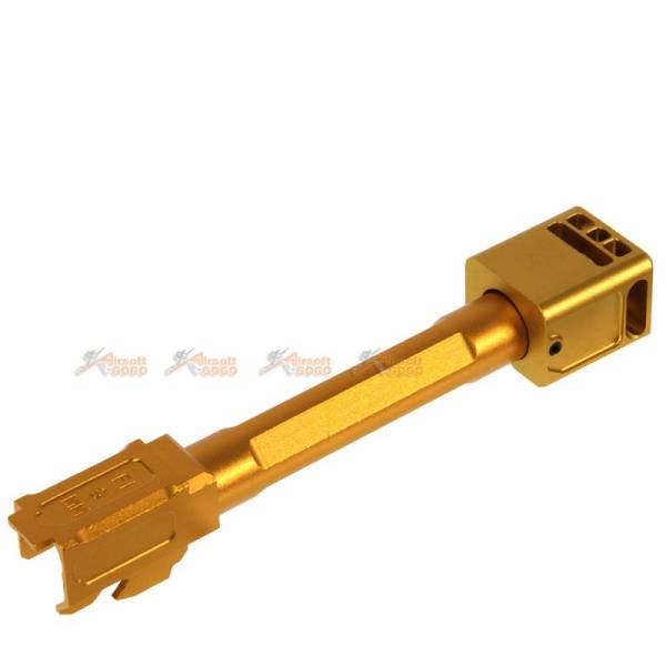 5KU 14mm CCW Threaded "FI 9 MM" Outer Barrel with Stubby Compensator for Marui / WE G17 Series GBB (Gold) - Image 3
