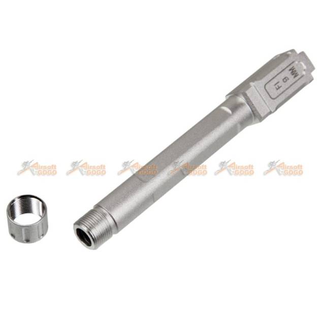 Aluminum -14mm FI Threaded Barrel for Marui G17 / G18c Series Airsoft GBB (Silver)