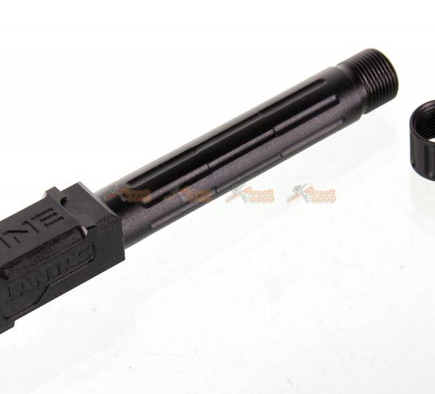 14mm CCW Threaded 9lNE Fluted Outer Barrel with Thread Protector for Marui G19 Airsoft GBB (Black)