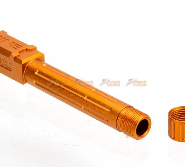 14mm CCW Threaded 9lNE Fluted Outer Barrel with Thread Protector for Marui G19 Airsoft GBB (Gold)
