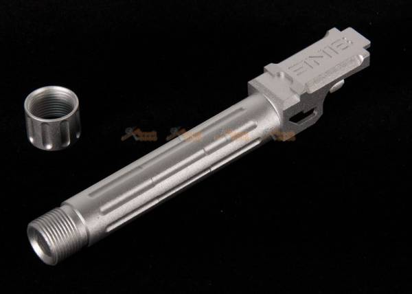 14mm CCW Threaded 9lNE Fluted Outer Barrel with Thread Protector for Marui G19 Airsoft GBB (Silver) - Image 2