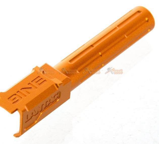 14mm CCW Threaded 9lNE Fluted Outer Barrel for Marui G19 Airsoft GBB (Gold)