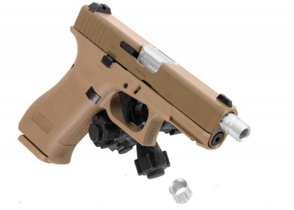 5KU Aluminum 9INE -14mm Outer Barrel with Thread Protector for UMAREX (by VFC) G19, G19X / G45 Gen4 GBB  (Silver) - Image 3