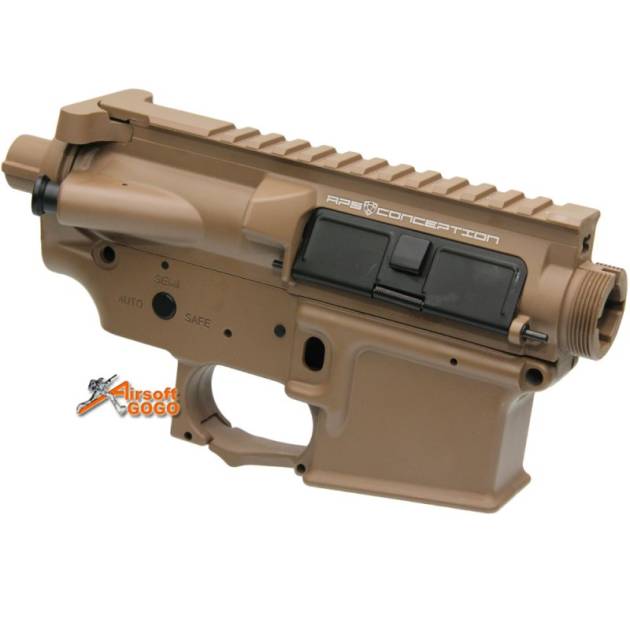 APS M4 Upper & Lower Receiver (With Logo) for ASR Series AEG (Dark Earth)