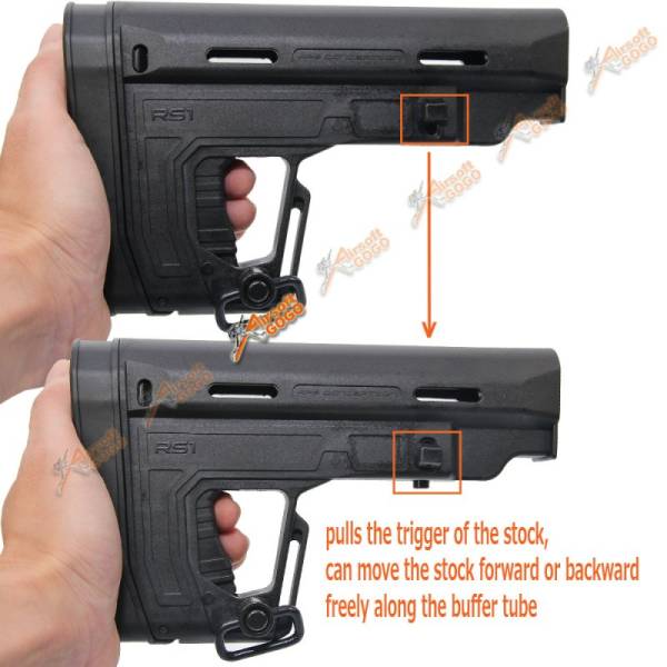 A.P.S. RS1 Foldable Stock for APS Airsoft AEG (Black) - Image 6