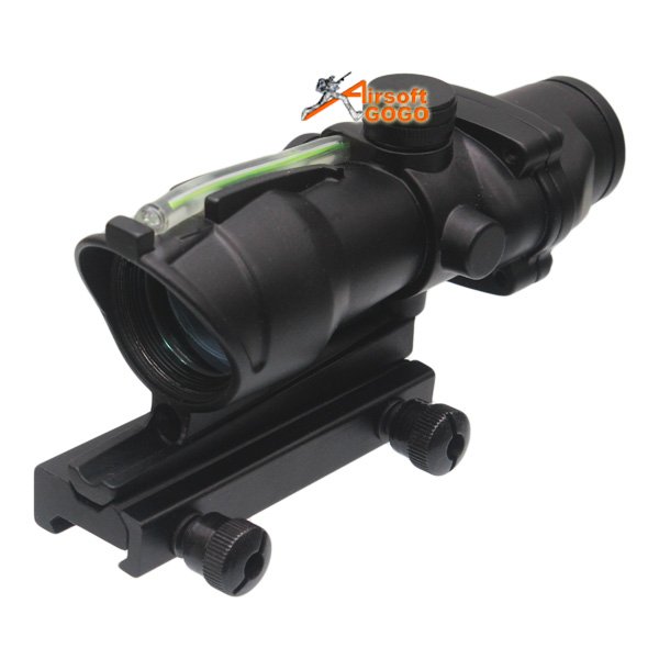 Military Tactical ACOG Style Solar Power 1x32 Green Dot Optical Rifle Sight Scope fit 20mm QD Mount for Airsoft Hunting AEG