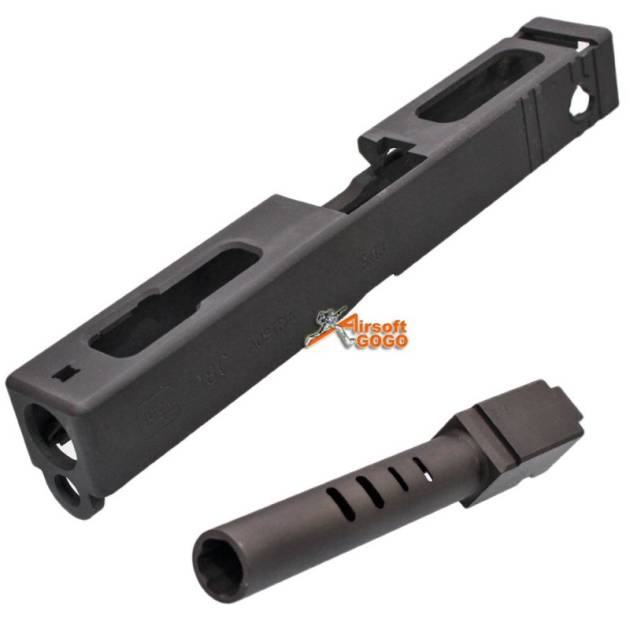 AGG Steel Slide and Outer Barrel Set for Marui WE G18C GBB - Black