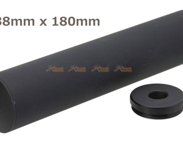 180x38mm Metal Silencer (14mm CCW & 14mm CW) for AEG / GBBR (Black)