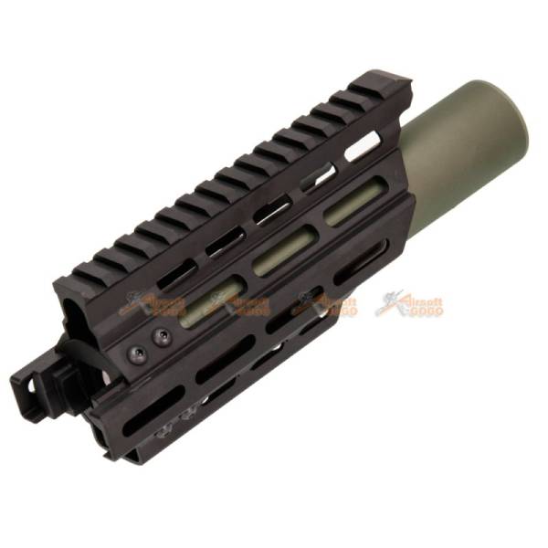 Battleaxe Metal Extended Keymod + M-LOK Handguard Rail with (+/-)14mm Silencer for Marui / CYMA P90 AEG (Black , Olive green) - Image 3
