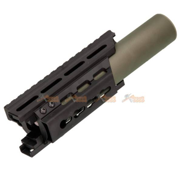 Battleaxe Metal Extended Keymod + M-LOK Handguard Rail with (+/-)14mm Silencer for Marui / CYMA P90 AEG (Black , Olive green) - Image 4