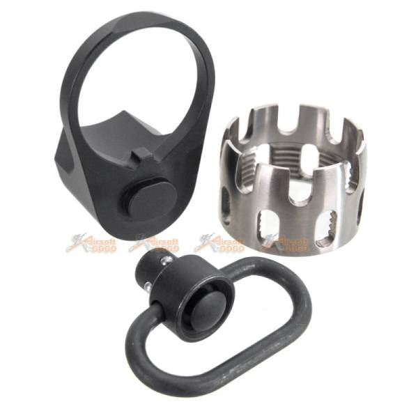 Metal Buttstock Tube Lock Ring with QD Sling Mount for GHK M4 GBB - Image 2