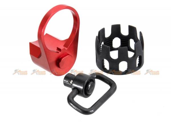 Metal Buttstock Tube Lock Ring with QD Sling Mount for GHK M4 GBB (Red) - Image 2