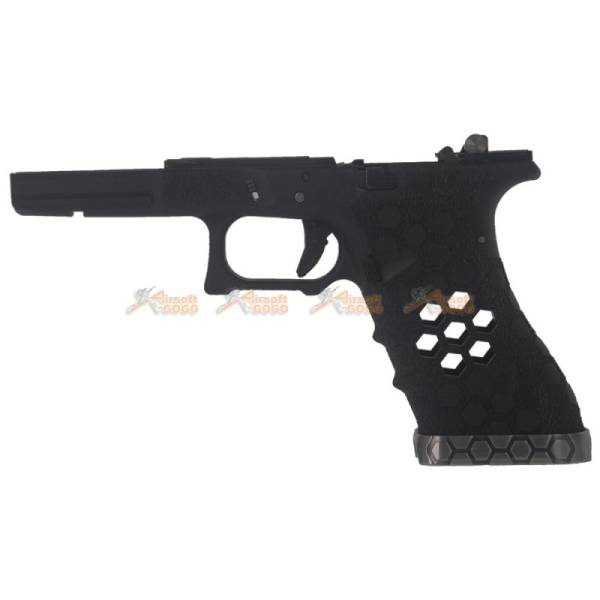 AW CUSTOM Hex Cut Lower Frame Full Set for Marui G17 G34 GBB (Black)