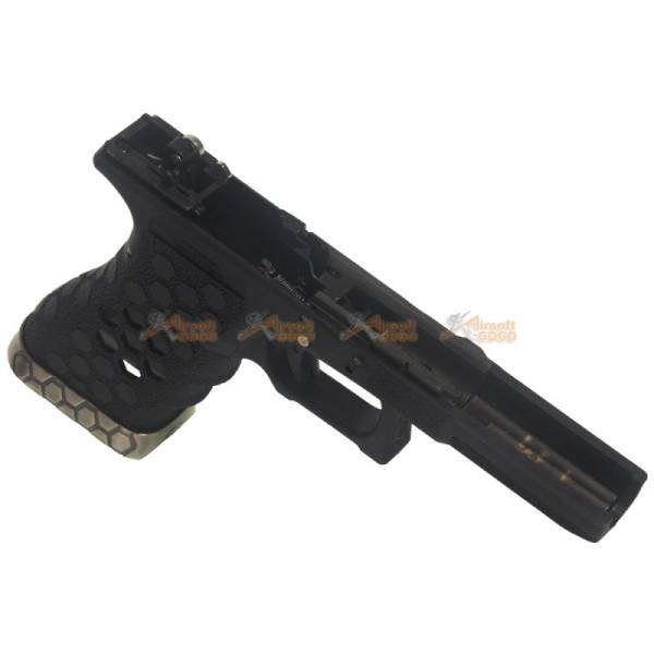 AW CUSTOM Hex Cut Lower Frame Full Set for Marui G17 G34 GBB (Black) - Image 3