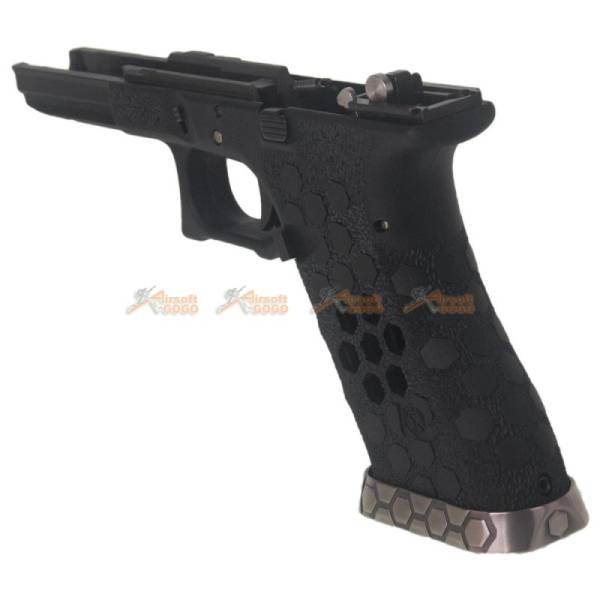 AW CUSTOM Hex Cut Lower Frame Full Set for Marui G17 G34 GBB (Black) - Image 2