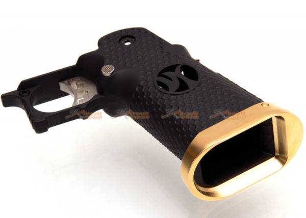 AW IPSC Grip Set for Marui / WE Hi-Capa 5.1, 4.3 Airsoft GBB Black w/ Gold - Image 3