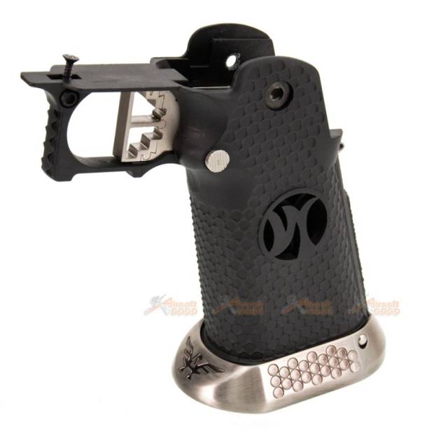 AGG IPSC Grip for Marui/WE Hi-Capa 5.1, 4.3 GBB (Type 9, Black & Silver)