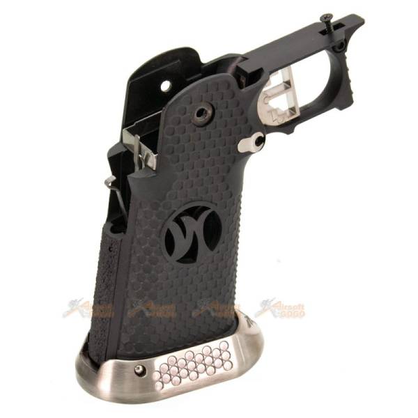 AGG IPSC Grip for Marui/WE Hi-Capa 5.1, 4.3 GBB (Type 9, Black & Silver) - Image 3