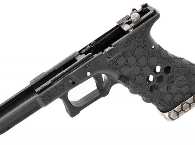 Armorer Works Hex Cut Lower Frame Grip for WE, AW G18C GBB (Black,Silver)