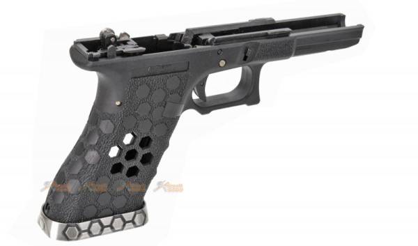 Armorer Works Hex Cut Lower Frame Grip for WE, AW G18C GBB (Black,Silver) - Image 2
