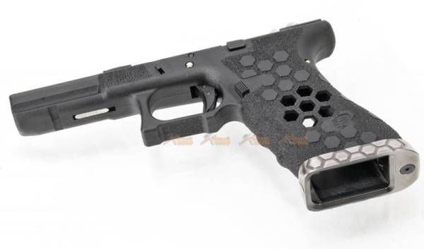 Armorer Works Hex Cut Lower Frame Grip for WE, AW G18C GBB (Black,Silver) - Image 4