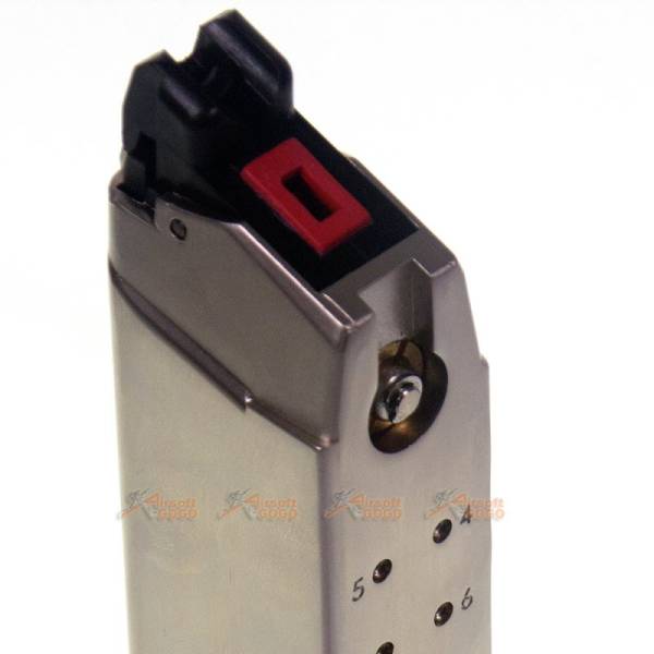AGG X AMORER WORKS CUSTOM Magazine with Aluminum Mag Base Stand for Marui WE Glock series GBB (silver) - Image 3
