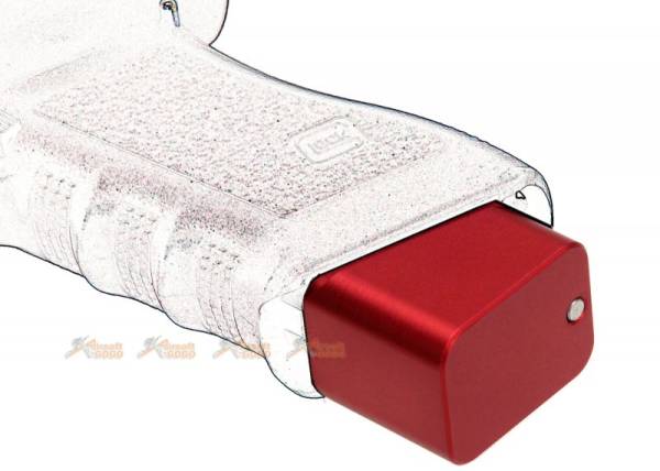 AGG X AMORER WORKS CUSTOM Magazine with Aluminum Mag Base Stand for Marui WE Glock series GBB (silver & red) - Image 5