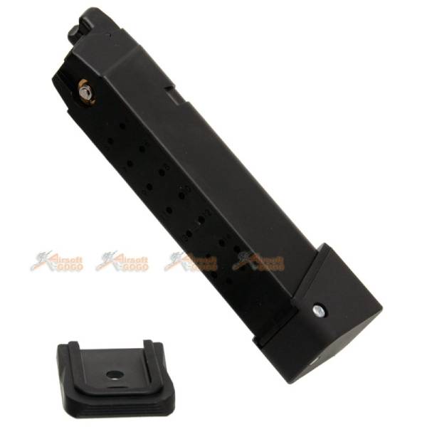 AGG X AMORER WORKS CUSTOM Magazine with Aluminum Mag Base Stand for Marui WE Glock series GBB (Black) - Image 2