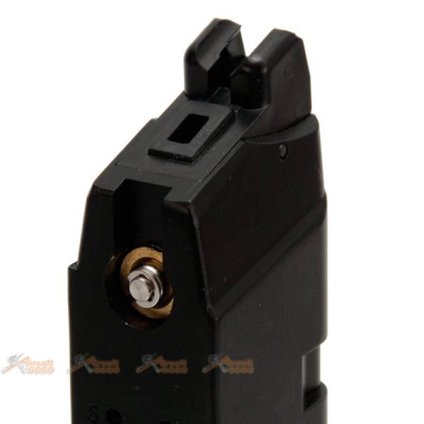 AGG X AMORER WORKS CUSTOM Magazine with Aluminum Mag Base Stand for Marui WE Glock series GBB (Black w/ Red) - Image 5