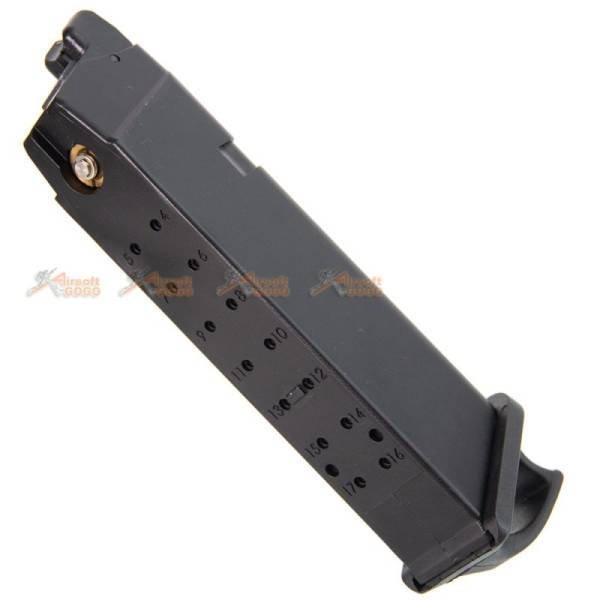 AGG X AMORER WORKS CUSTOM 24rds Magazine with QD Base for Marui G17, G18c, G34, G35 / WE G17, G18c, G19X, G34, G35 serie GBB (Black) - Image 2