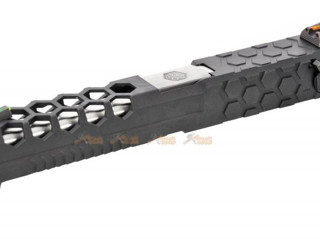 Armorer Works Alloy Hex Cut Slide Set for Marui, WE, AW G18C GBB (Black,Silver)