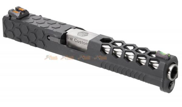 Armorer Works Alloy Hex Cut Slide Set for Marui, WE, AW G18C GBB (Black,Silver) - Image 4