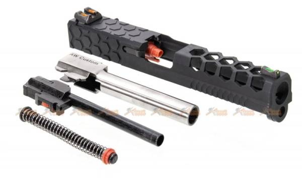 Armorer Works Alloy Hex Cut Slide Set for Marui, WE, AW G18C GBB (Black,Silver) - Image 5