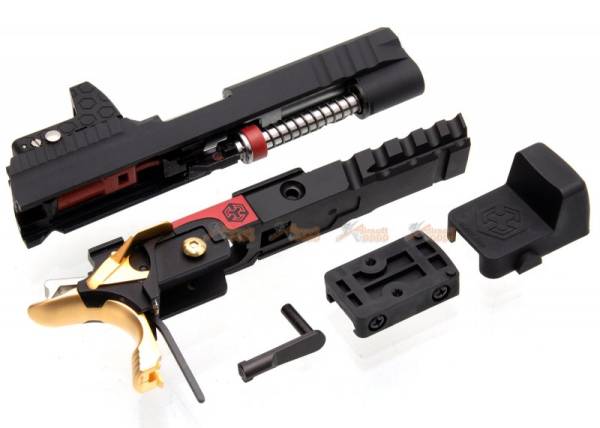Armorer Works HX2601 Hi-Capa 4.3 GBB Slide with Red Dot dummy (Gold & Black) - Image 3