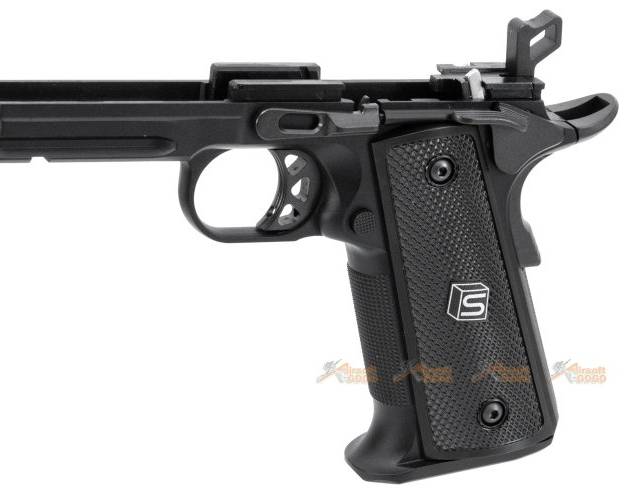 EMG / SAI RED 1911 Aluminium Alloy Lower Frame Grip for WE, EMG 1911 Airsoft GBB (Black)