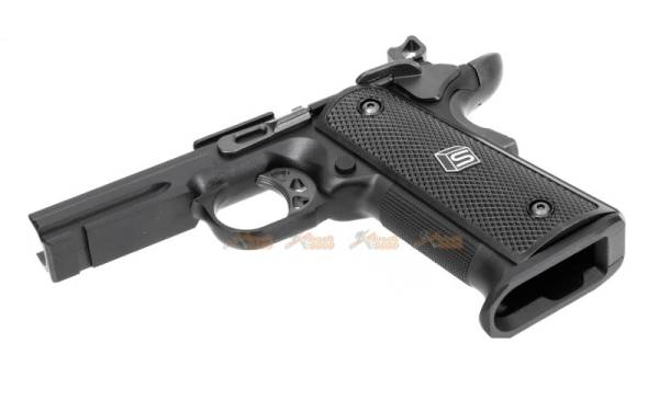EMG / SAI RED 1911 Aluminium Alloy Lower Frame Grip for WE, EMG 1911 Airsoft GBB (Black) - Image 4